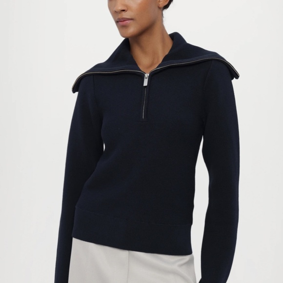 REMAIN Birger Christensen – Zipped Collar Jumper in Dark Blue XS/34 - Picture 4 of 11